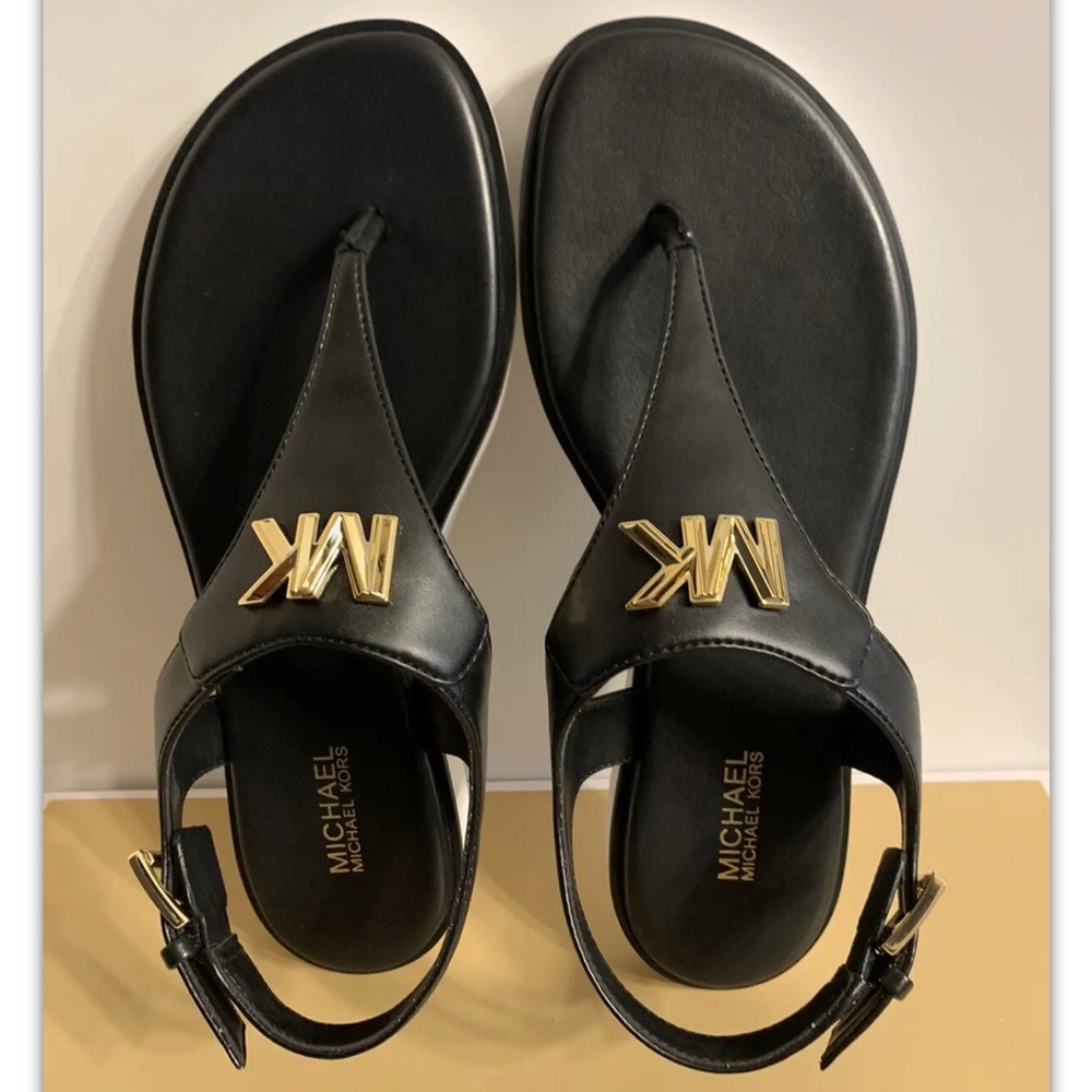 Michael Kors Jilly Black Flat Sandals - Picture 7 of 12